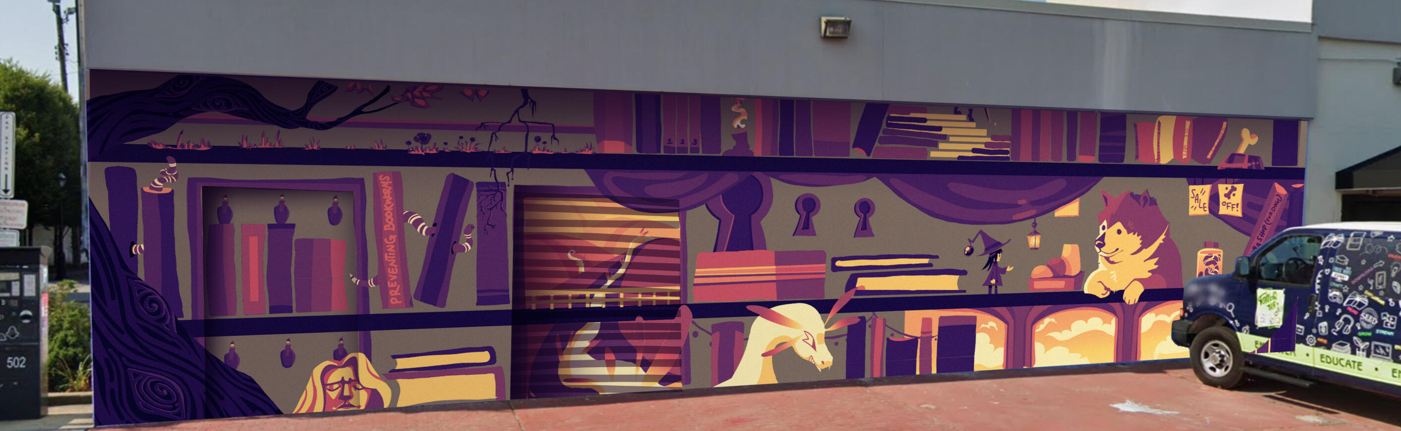 Fantasy Bookshelf - Mural Mock-Up